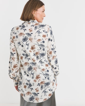 Dipped Back Long Sleeve Shirt - Ivory Floral