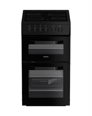 Hotpoint HTE5VCB 50cm Electric Twin Cooker with Ceramic Hob - Black