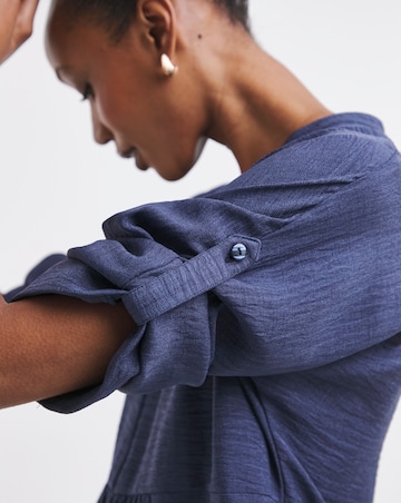 Collarless Placket Detail Smock Dress