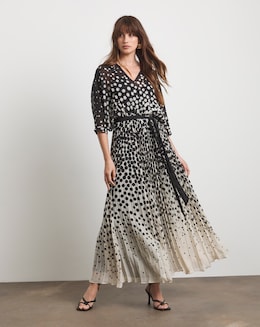 Joanna Hope Ombre Spot Pleated Dress