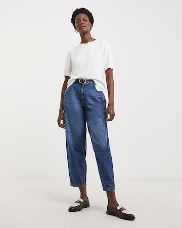 White Crew Neck Short Puff Sleeve Jumper