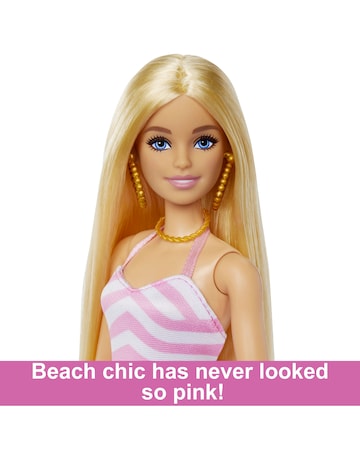 Barbie Doll with Swimsuit and Beach-Themed Accessories