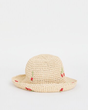 Cherry Embroidered Raffia Hat