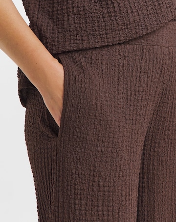 Chocolate Textured Jersey Cropped Trousers