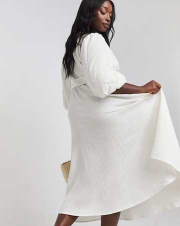 Nobody's Child Cream Reagn Wrap Midi Dress