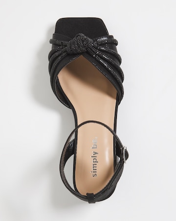 Elsie Diamante Low Block Heeled Sandals Ex Wide Fit