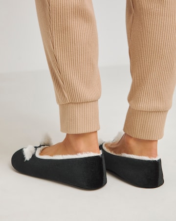 Cat Ballerina Slippers Wide E Fit Simply Comfort