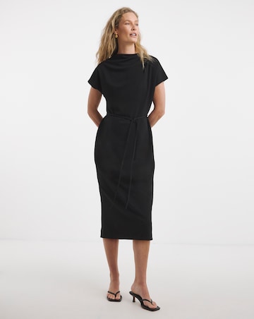 Scuba Crepe Ruched Detail Midi Dress