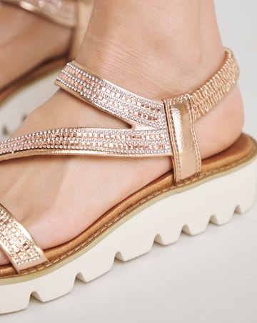 Heavenly Feet Fresco Strappy Glitter Sandals Wide Fit