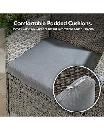 VonHaus Bali Grey Rattan Garden Loveseat Bench