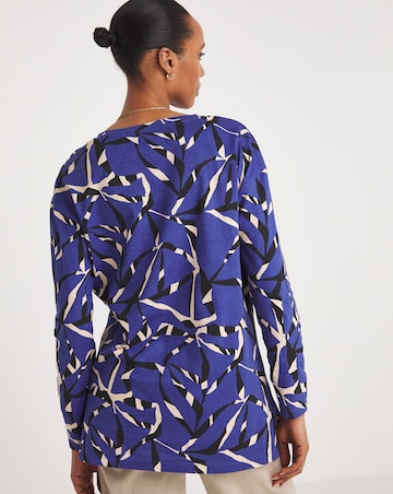 Printed V Neck Longline Top