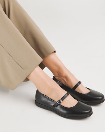 Heavenly Soles Annette Mary Jane Flat Leather Ballerina - Wide Fit (E)