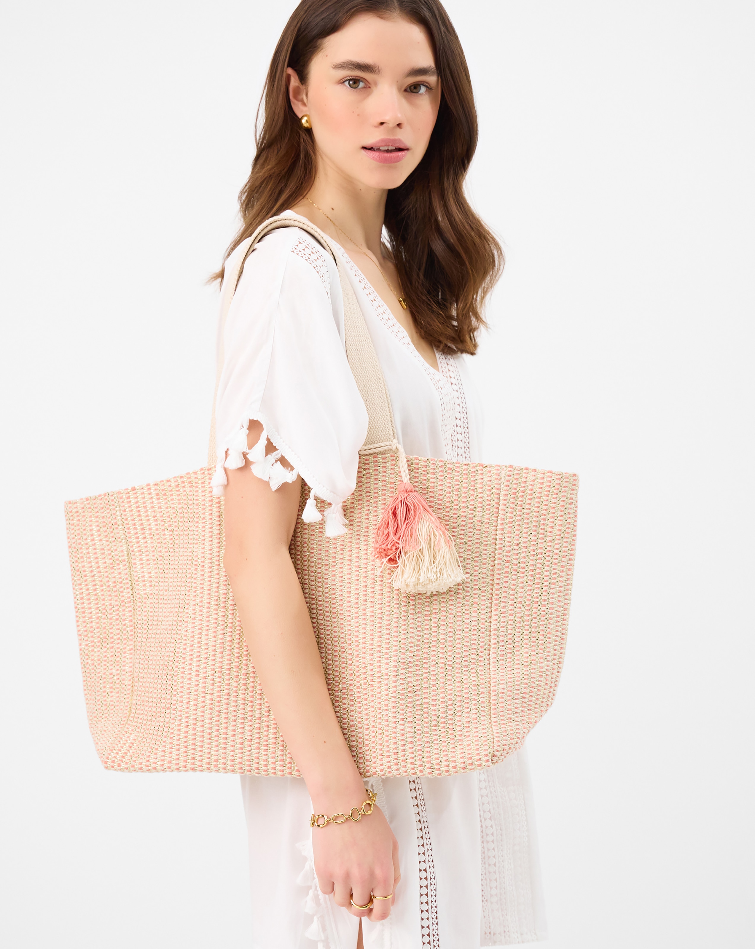 Accessorize Woven Metallic Beach Bag | JD Williams