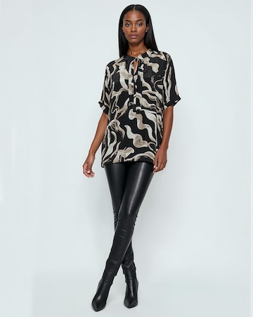 Religion Swirl Tie Neck Blouse