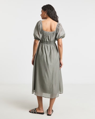 Simply Be Sage Shirred Milkmaid Midi Dress