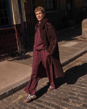 Wine Maxi Teddy Faux Fur Coat