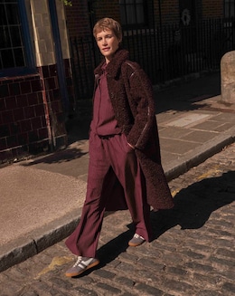 Wine Maxi Teddy Faux Fur Coat