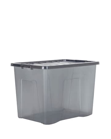 Wham Crystal Smoke Grey 80L Box and Lid 4PK