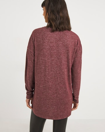 Burgundy Long Sleeve Cosy Soft Touch Split Hem Tunic