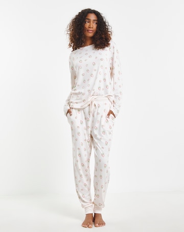 Chelsea Peers Jersey Ditsy Strawberry Print Crew Pyjama Set