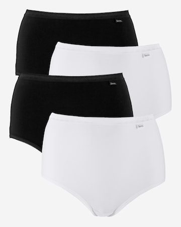 Slimma (4 Pack) Cotton Full Knickers Black/White