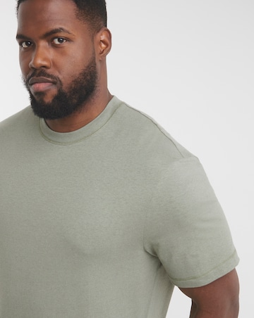 Linen Blend Relaxed Fit T-Shirt- Khaki