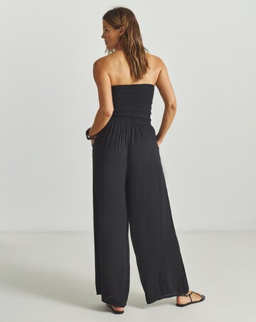 Beach To Beach Shirred Bandeau Beach Jumpsuit