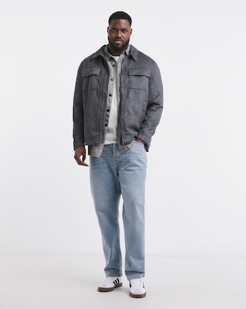 Grey Faux Suede Zip Jacket