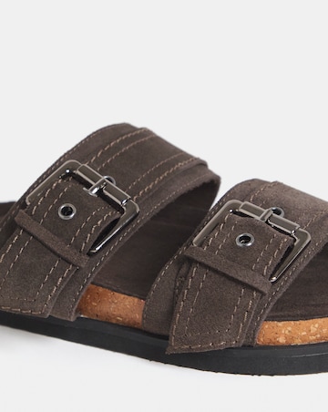 Chester Suede Two Strap Mule Sandals - Extra Wide Fit (EEE)