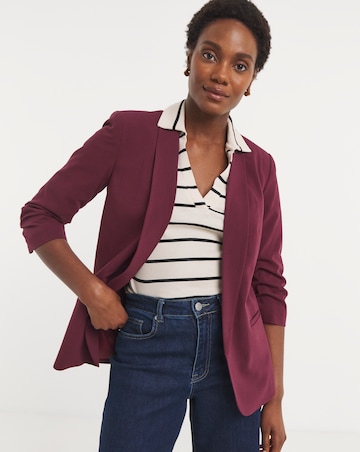 Burgundy Ruched Sleeve Blazer