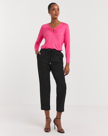 Pink Front Keyhole Detail Long Sleeve Top
