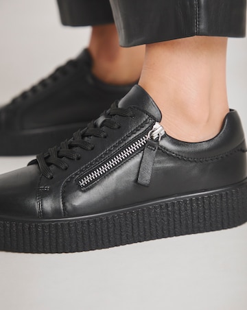 Quincy Side Zip Leather Trainer - Extra Wide Fit (EEE)