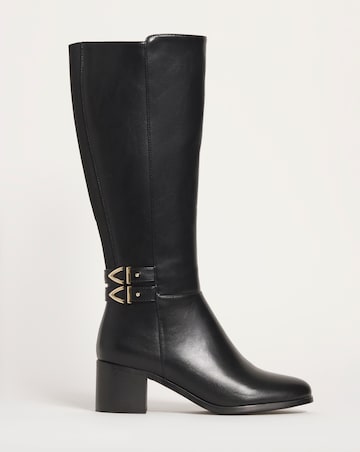 Cushion Walk Block Heel Knee High Boot Wide E Fit Curvy Calf