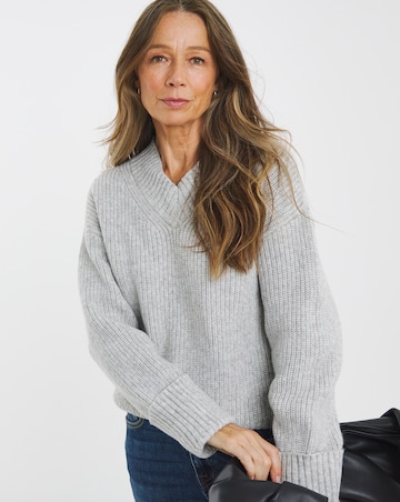 Re-luxe Grey V Neck Jumper