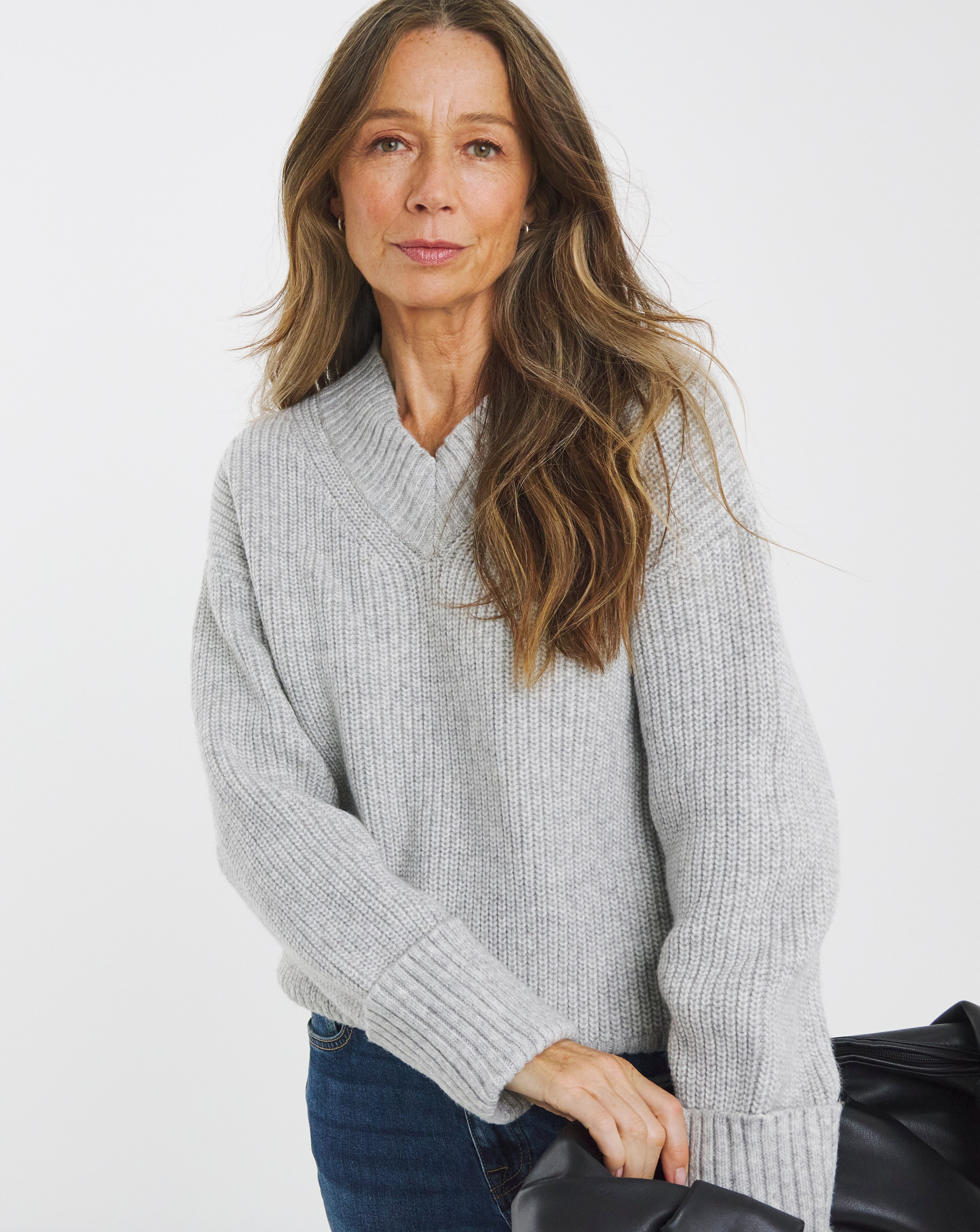 Re-luxe Grey V Neck Jumper