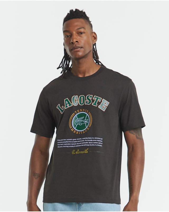 Lacoste Short Sleeve Graphic T-Shirt - Brown