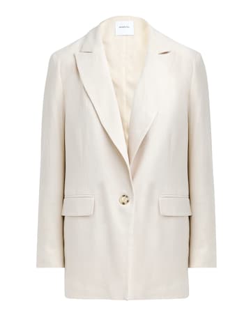 Simply Be Stone Linen Single Breasted Relaxed Blazer