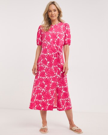 Runched Side and Sleeve Midi Dress