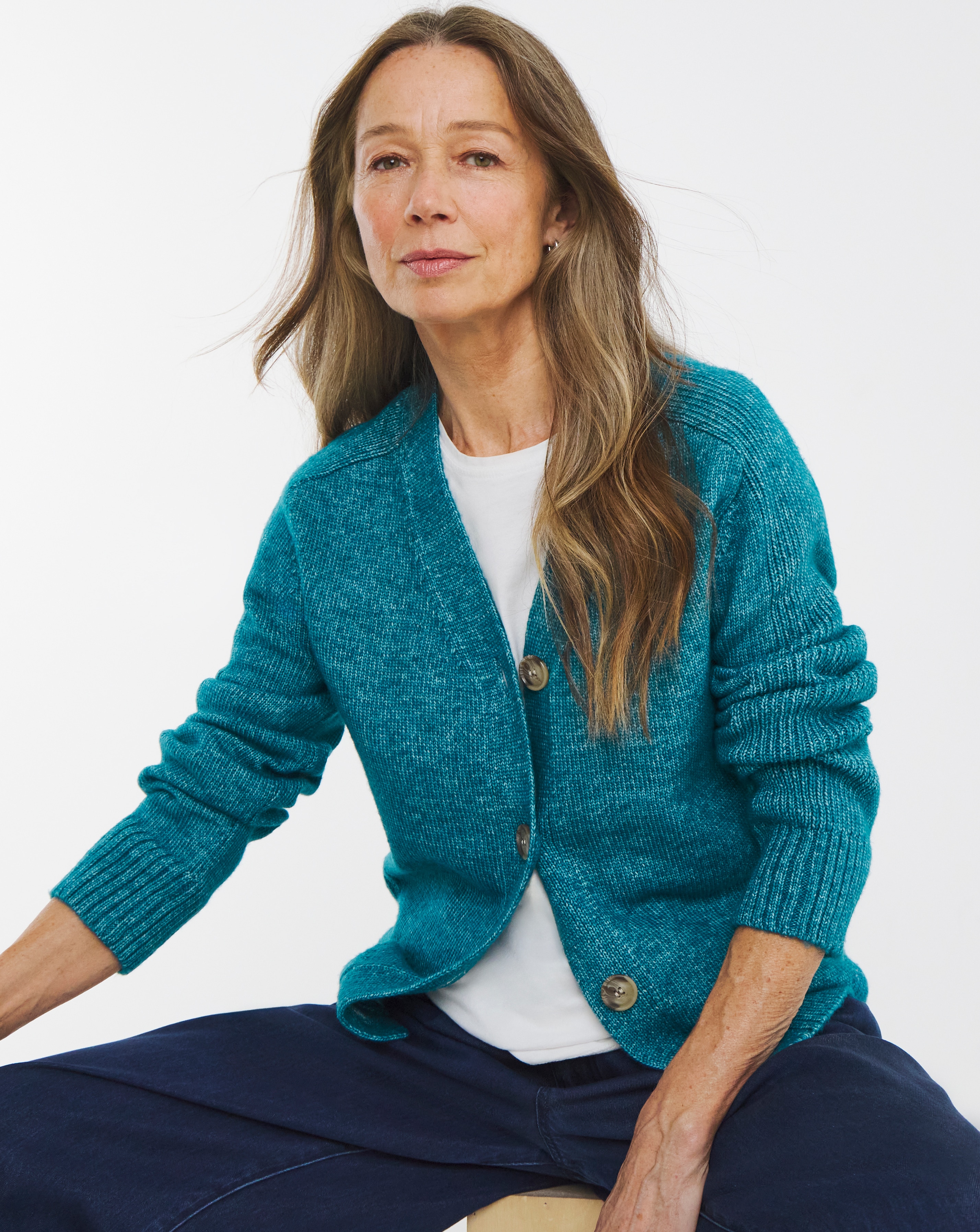 Re-luxe Teal V Neck Seam Detail Cardigan | JD Williams
