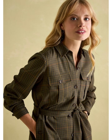 Joules Meredith Checked Shirt Midi Dress