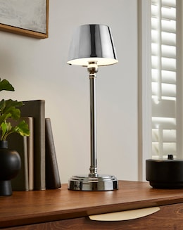 Isla Brushed Silver Wireless Rechargeable Table Lamp