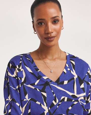 Printed V Neck Longline Top