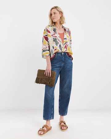Printed Linen Mix Half Sleeve Shirt