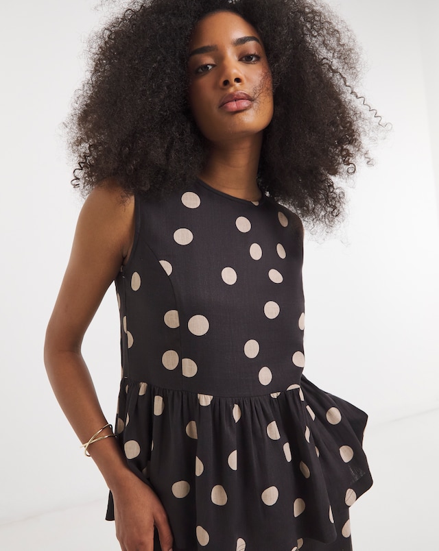Simply Be Chocolate Spot Print Peplum Shell Top