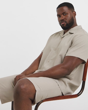 Jack & Jones Textured Shirt & Short Set - Natural