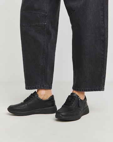 Heavenly Soles Seraphina Leather Lace Side Zip Trainers - Extra Wide Fit (EEE)