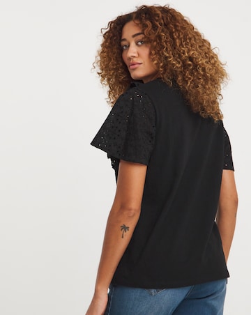Broderie Frill Jersey Back Top