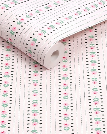 Cath Kidston Rose Ticking Stripe Wallpaper