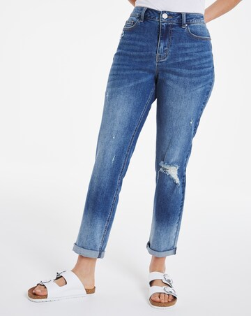 Fern Dark Stonewash Slim Ripped Boyfriend Jeans