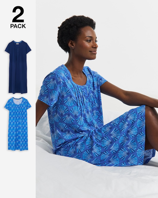 Julipa (2 Pack) Value Midi Nighties Blue Shell